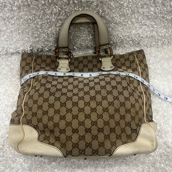 GUCCI Vintage GG Canvas Bamboo Tote - Picture 7 of 16